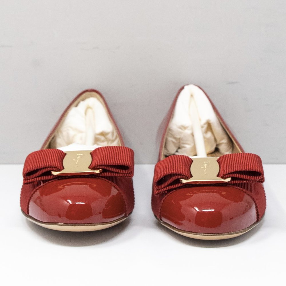 Salvatore Ferragamo Varina Red Patent Flats Size 5.5 B - Picture 5 of 7
